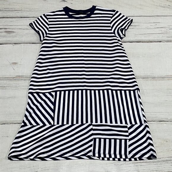 ATM Anthony Thomas Melillo Dress Crew Neck Striped Blue Size X Small XS - Picture 11 of 17